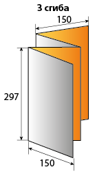 буклет 15х30 в два сгиба, схема в мм