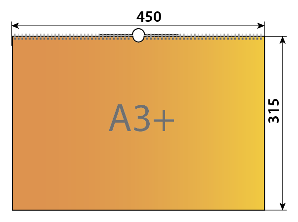 Схема с размерами настенного перекидного календаря А3 на ригеле горизонтального
