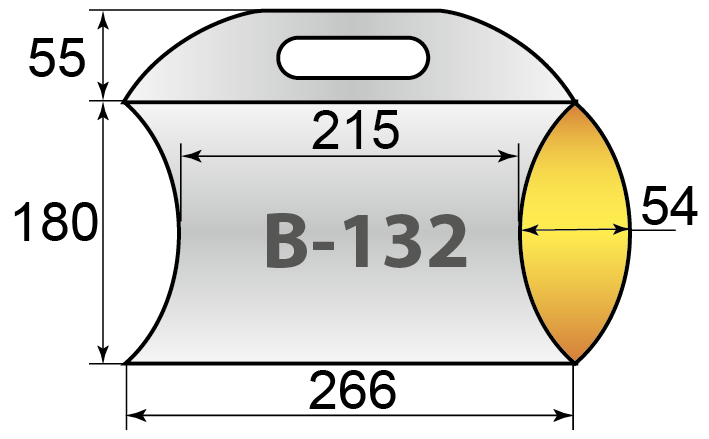 Схема упаковки пирожок с ручкой для переноски арт. B-132 в мм