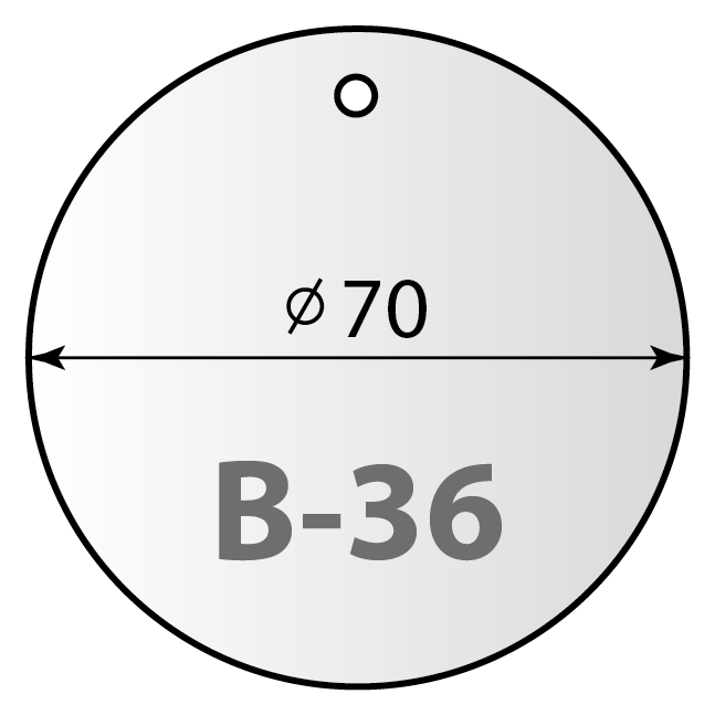 Круглая бирка 70 мм чертеж арт. B-36