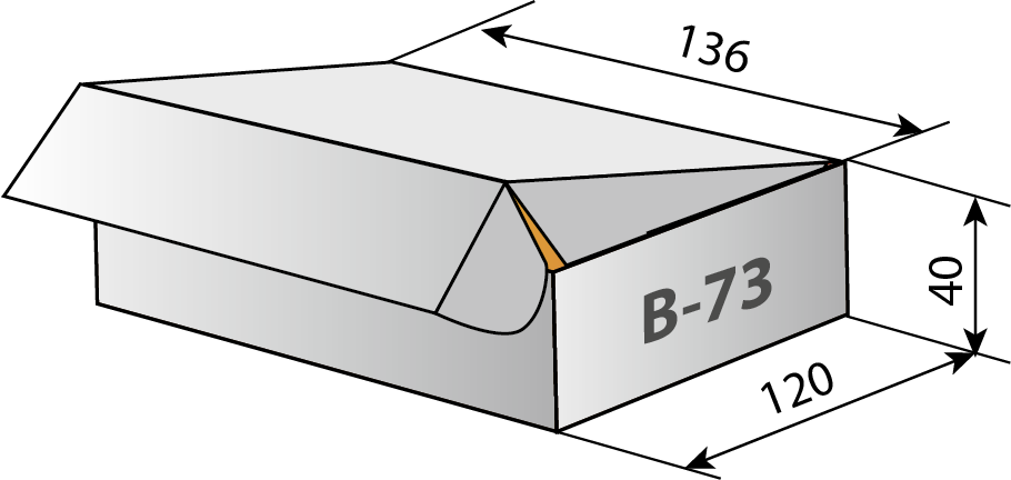 Схема самосборной коробки из картона с откидной крышкой и с ушками арт. B-73