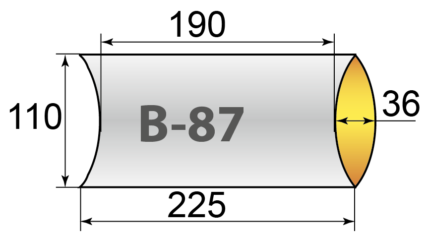 Схема с размерами упаковки пирожок в мм арт. B-87