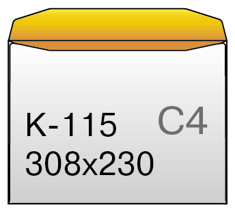 Схема конверта С4 с клапаном по длинной стороне