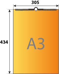 Схема с размерами настенного перекидного календаря А3