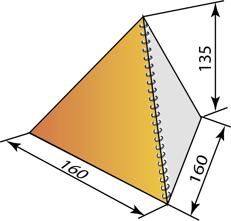 Мхема с размерами на настольный перекидной календарь пирамидку