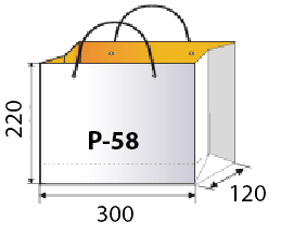 Схема с размерами пакета 300х220х120 мм, артикул P-58