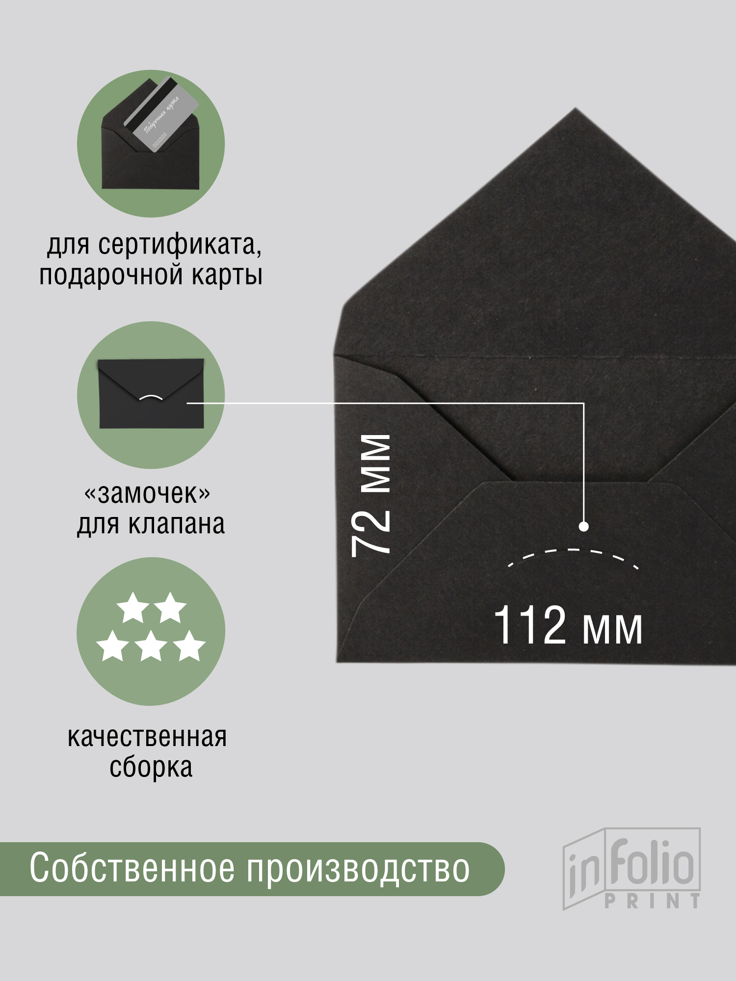 конверт МИНИ черный 7х11