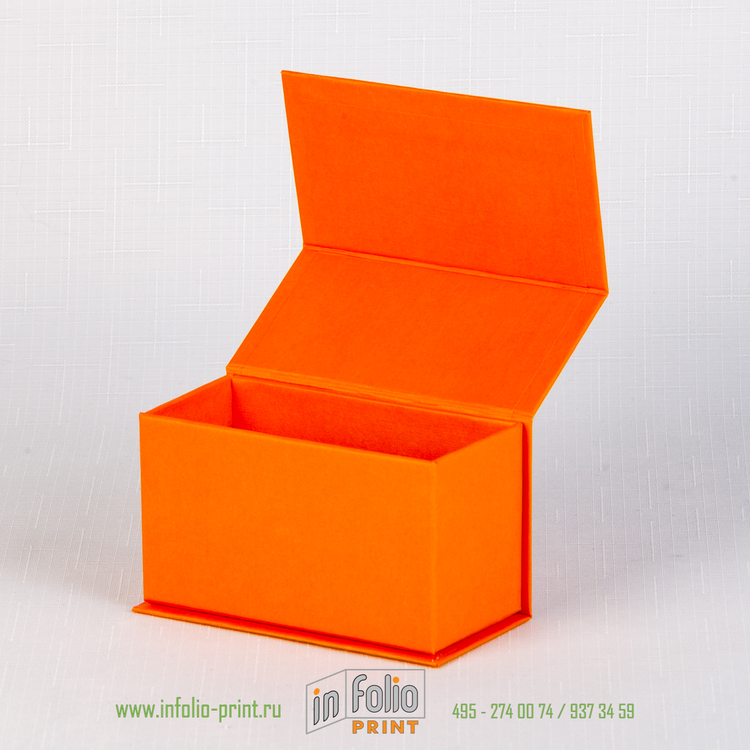 коробка для визиток оранжевая текстура лен